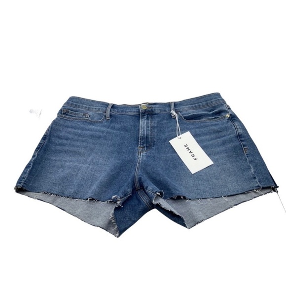 FRAME Le Cutoff Raw Fray Hem Denim Shorts in Bixby - Picture 6 of 11